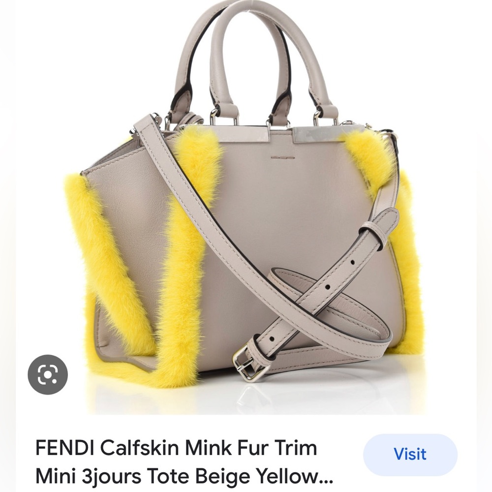 FENDI Calve Skin Mink Trim Mini 3jours Tote with crossbody strap ❤️‍🔥 BAG only